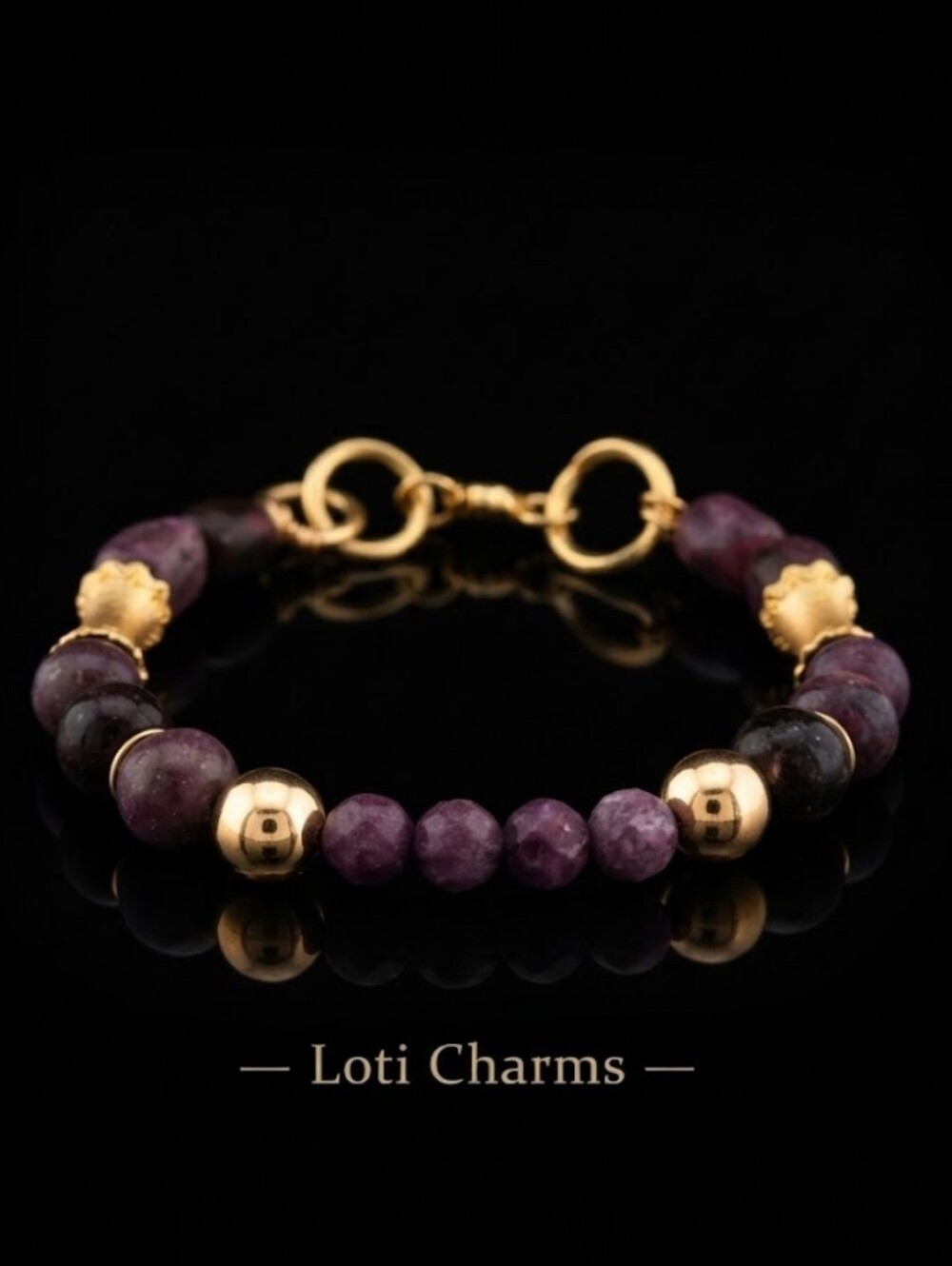 Natural Raw Red Ruby Stones In Handcrated Boho Luxe Artisan Bracelet
